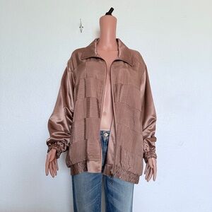 Vintage Striped Satin Dusky Coral Jacket L/XL